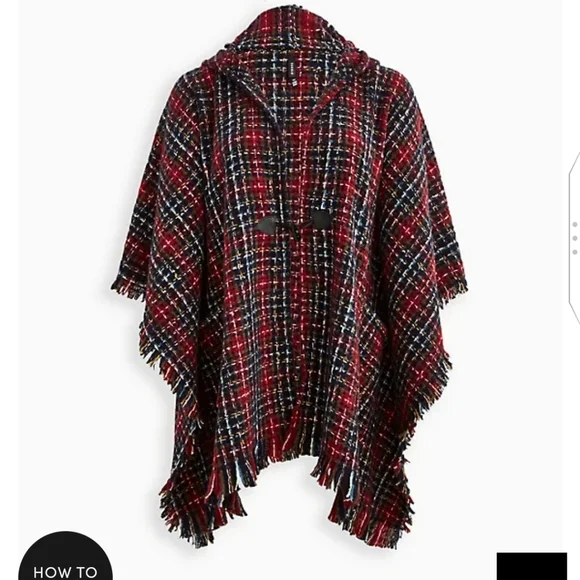 🆕  HOODED PLAID RUANA - Picture 7 of 7